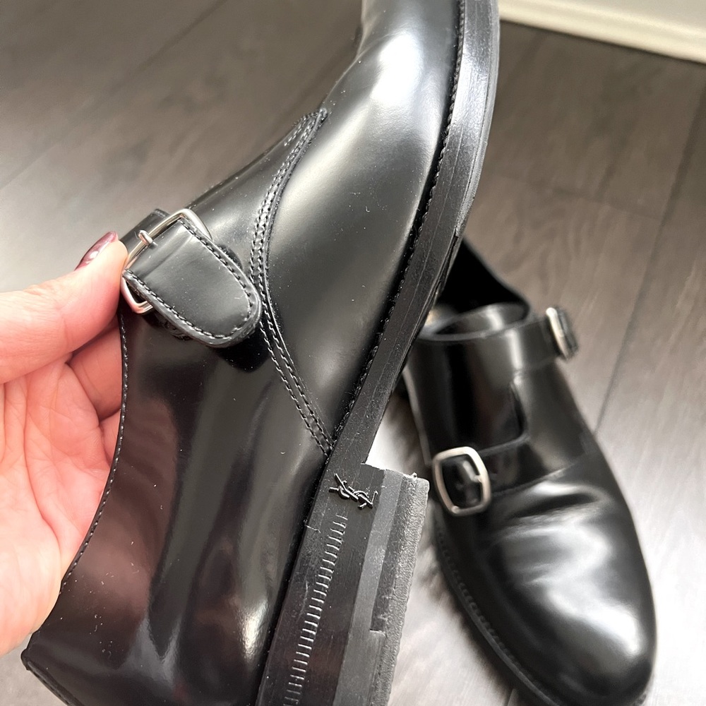 YSL Monk Strap Buckle flats